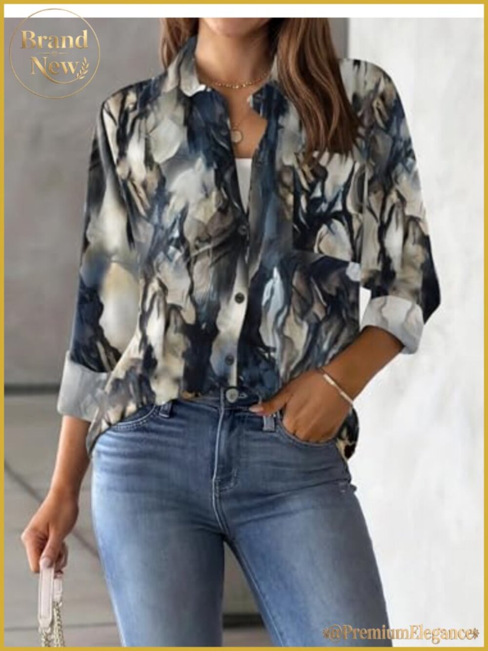 Womens Floral Button Down Shirt Long Sleeve Work Blouse with Pocket - Picture 4 of 6